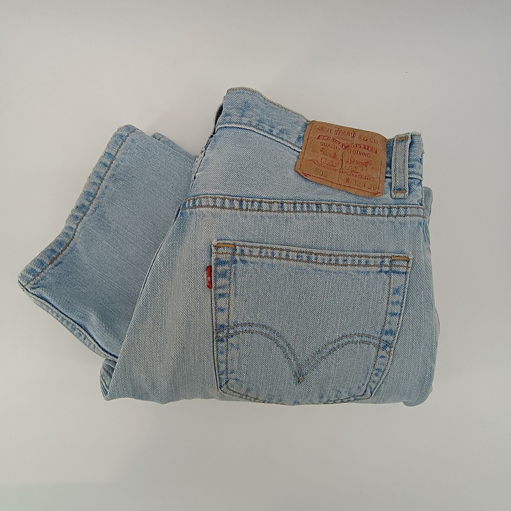 Levi 505 Regular Fit Jeans Mens 32x30 Light Wash Straight Leg Denim Vintage 90s
